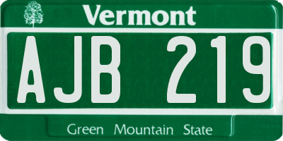 VT license plate AJB219