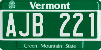 VT license plate AJB221