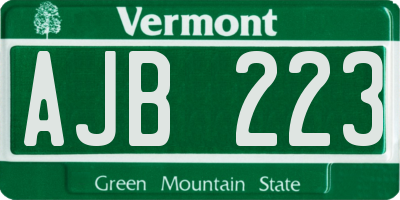 VT license plate AJB223