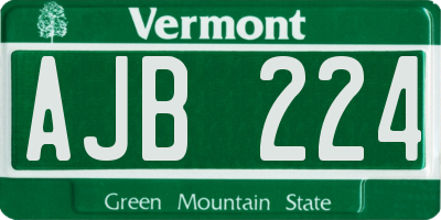 VT license plate AJB224