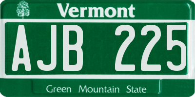 VT license plate AJB225