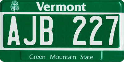 VT license plate AJB227