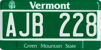 VT license plate AJB228