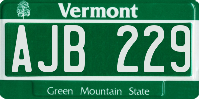 VT license plate AJB229