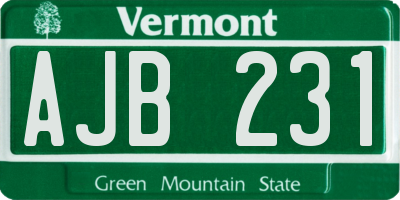 VT license plate AJB231