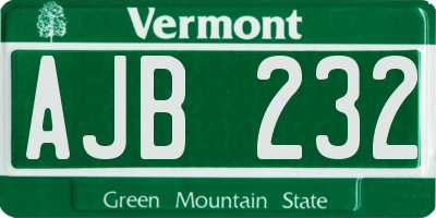 VT license plate AJB232