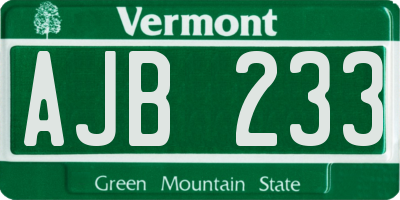 VT license plate AJB233