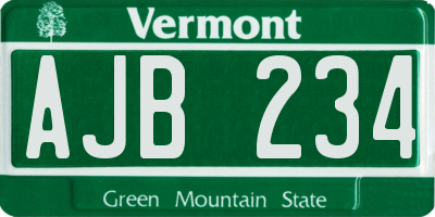 VT license plate AJB234