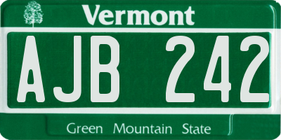 VT license plate AJB242