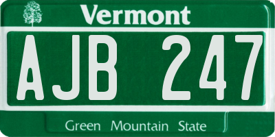 VT license plate AJB247
