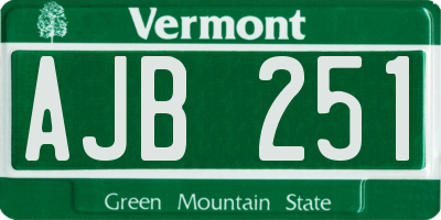 VT license plate AJB251