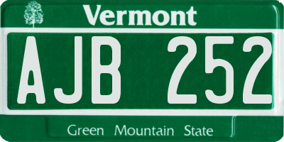 VT license plate AJB252