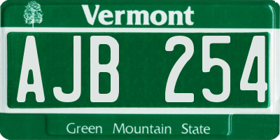 VT license plate AJB254
