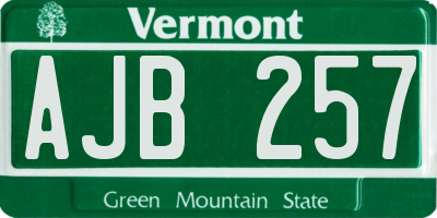 VT license plate AJB257