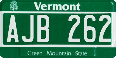 VT license plate AJB262