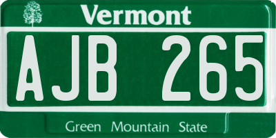VT license plate AJB265
