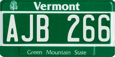 VT license plate AJB266