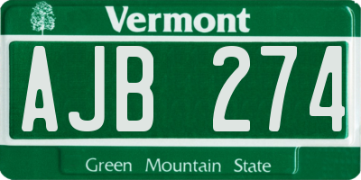 VT license plate AJB274