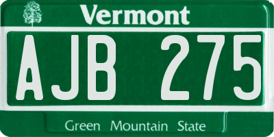 VT license plate AJB275