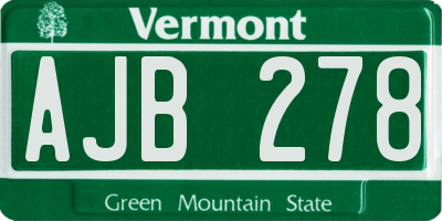 VT license plate AJB278