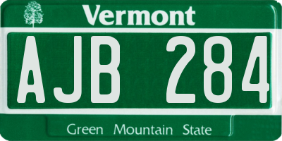 VT license plate AJB284
