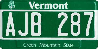 VT license plate AJB287