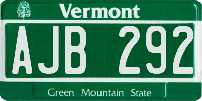 VT license plate AJB292
