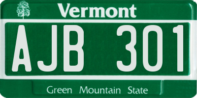 VT license plate AJB301