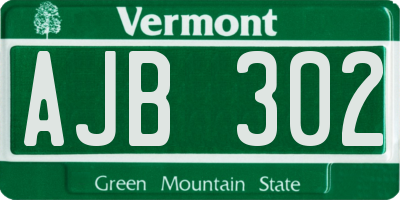 VT license plate AJB302