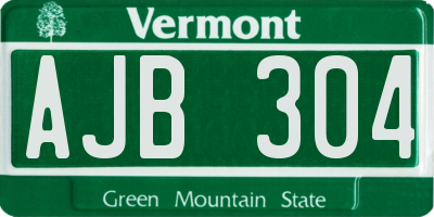 VT license plate AJB304