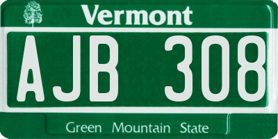 VT license plate AJB308