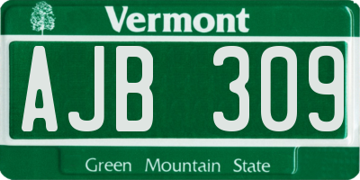 VT license plate AJB309