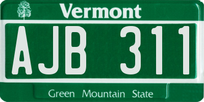 VT license plate AJB311