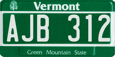 VT license plate AJB312