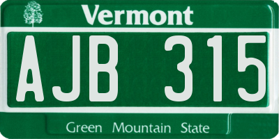 VT license plate AJB315