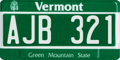 VT license plate AJB321