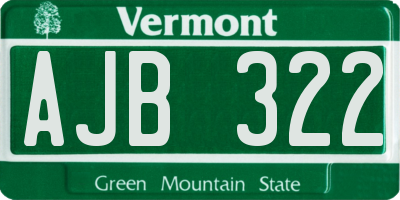VT license plate AJB322