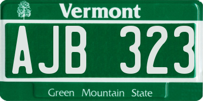 VT license plate AJB323