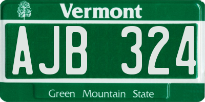 VT license plate AJB324
