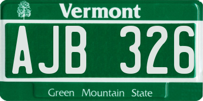 VT license plate AJB326