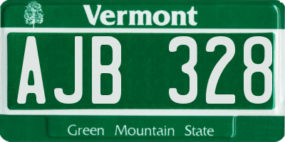 VT license plate AJB328