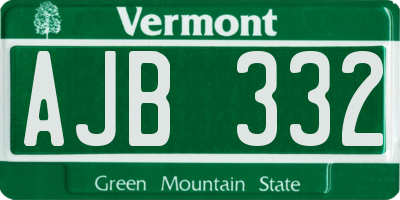 VT license plate AJB332