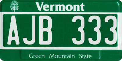 VT license plate AJB333