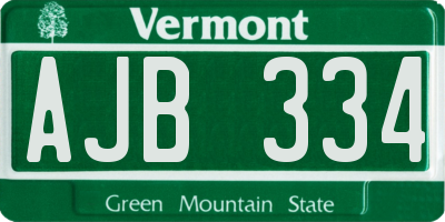 VT license plate AJB334