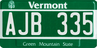 VT license plate AJB335