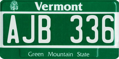 VT license plate AJB336