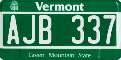 VT license plate AJB337