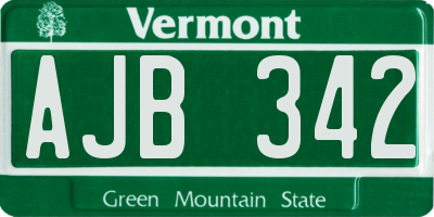 VT license plate AJB342