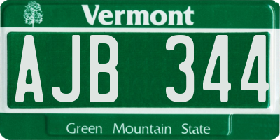 VT license plate AJB344