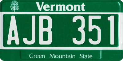 VT license plate AJB351